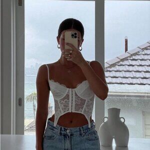 Glassons White Lace Corset Top